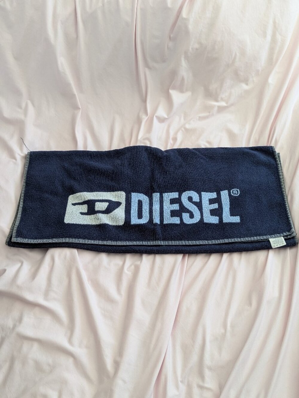 Diesel Navy Cotton Logo Towel 52x28 Made in Italy